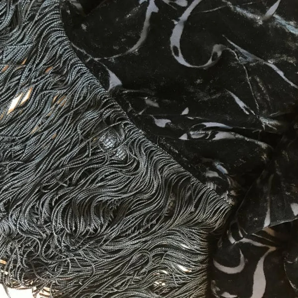 Silk Blend Vintage 1980s NOS Black Silk Blend Velvet Floral Dress by Robbie Bee - Picture 10 of 11